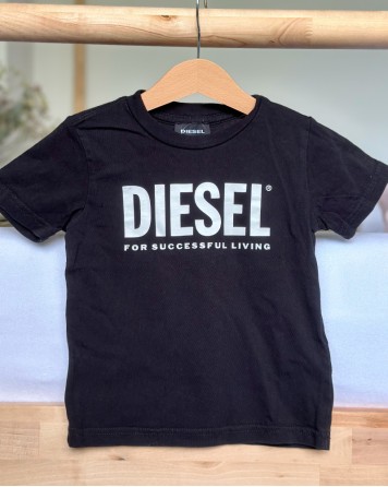 Triko dětské Diesel černé s bílým nápisem 